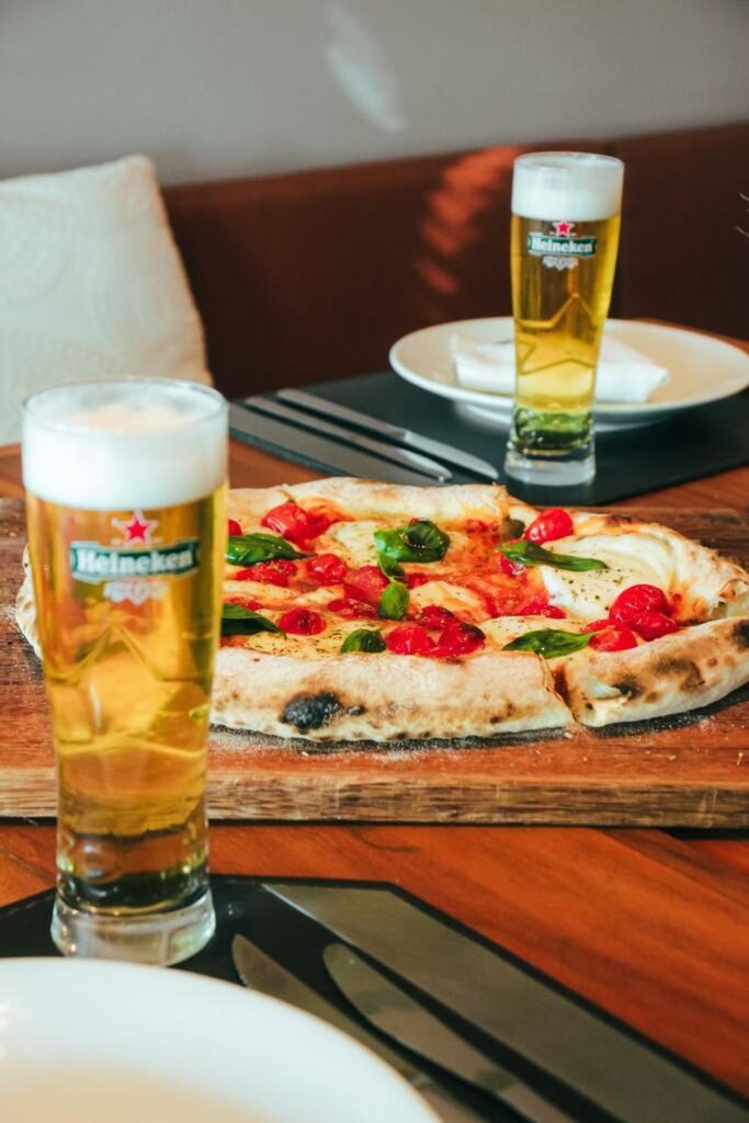 Chopp Heinekein e pizza